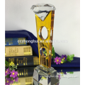 Gold color k9 crystal trophy ,crystal diamond award customized